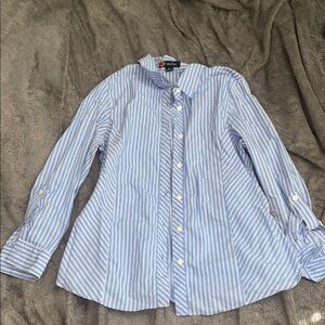Classic Blue and White Striped Button Down Shirt